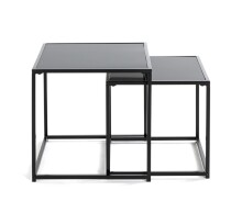 Beistelltisch >25557< (2er-Set) in schwarz - 35x35x35 (BxHxT)