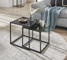 Beistelltisch >25557< (2er-Set) in schwarz - 35x35x35 (BxHxT)
