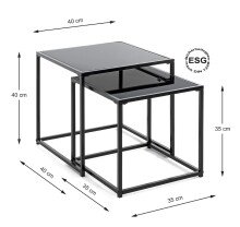 Beistelltisch >25557< (2er-Set) in schwarz -...