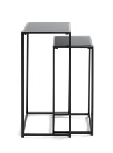 Blumentisch >25558< (2er-Set) in schwarz, Metall, Sicherheitsglas 5 mm - 25x60x25 (BxHxT)