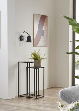 Blumentisch >25558< (2er-Set) in schwarz, Metall, Sicherheitsglas 5 mm - 25x60x25 (BxHxT)