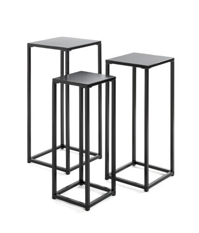 Blumentisch >25559< (3er-Set) in schwarz, Metall - 22x61x22cm (BxHxT)