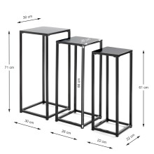 Blumentisch >25559< (3er-Set) in schwarz, Metall - 22x61x22cm (BxHxT)