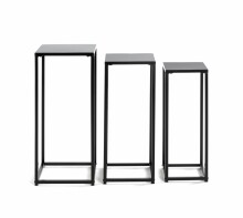 Blumentisch >25559< (3er-Set) in schwarz, Metall - 22x61x22cm (BxHxT)