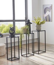 Blumentisch >25559< (3er-Set) in schwarz, Metall - 22x61x22cm (BxHxT)