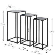 Blumentisch >25559< (3er-Set) in schwarz, Metall - 22x61x22cm (BxHxT)