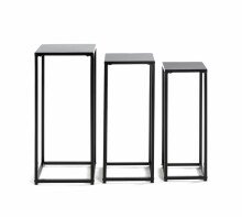 Blumentisch >25559< (3er-Set) in schwarz, Metall - 22x61x22cm (BxHxT)