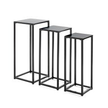 Blumentisch >25559< (3er-Set) in schwarz, Metall - 22x61x22cm (BxHxT)