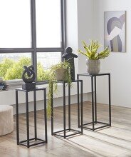 Blumentisch >25559< (3er-Set) in schwarz, Metall - 22x61x22cm (BxHxT)