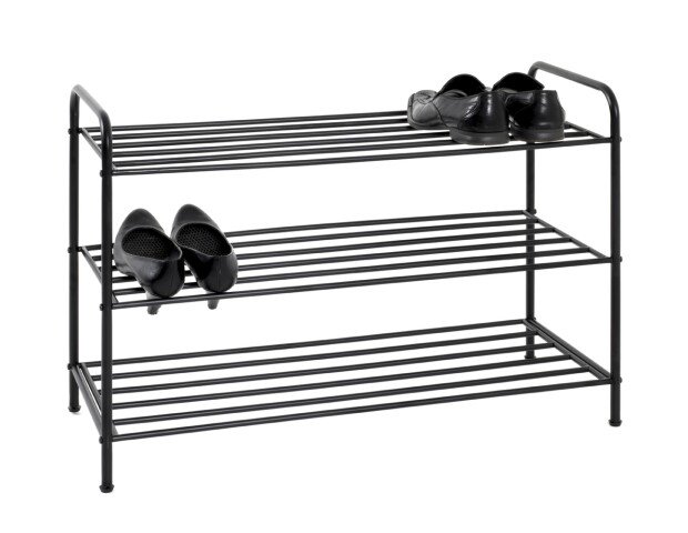 Schuhregal >25561< in schwarz, Metall - 83x58x35cm (BxHxT)