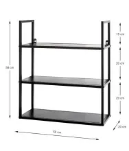 Wandregal >25564< in schwarz, Metall - 50x58x20cm...