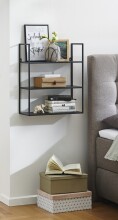 Wandregal >25564< in schwarz, Metall - 50x58x20cm (BxHxT)