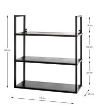 Wandregal >25564< in schwarz, Metall - 50x58x20cm...