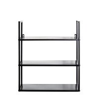 Wandregal >25564< in schwarz, Metall - 50x58x20cm (BxHxT)