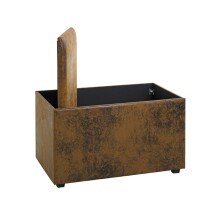 Sitztruhe >25873< in vintage-braun, MDF, Textilgewebe - 65x42x40cm (BxHxT)