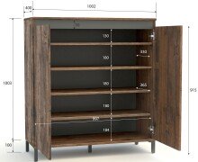 Garderoben-Set "GENIO industrial" 3-tlg in Eiche - Stellmaß ca. 160x40x190 cm