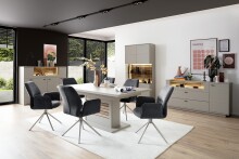 Armlehnstuhl >GREYTON< (2-er Set) in Anthrazit, Polyester - 61x91x63cm (BxHxT)