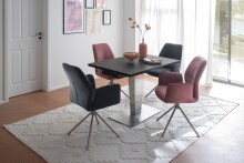 Armlehnstuhl >GREYTON< (2-er Set) in Himbeer, Polyester - 61x91x63cm (BxHxT)