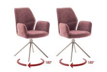 Armlehnstuhl >GREYTON< (2-er Set) in Himbeer, Polyester - 61x91x63cm (BxHxT)