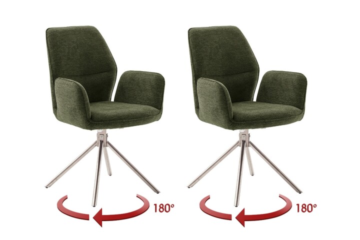 Armlehnstuhl >GREYTON< (2-er Set) in Olive, Polyester - 61x91x63cm (BxHxT)
