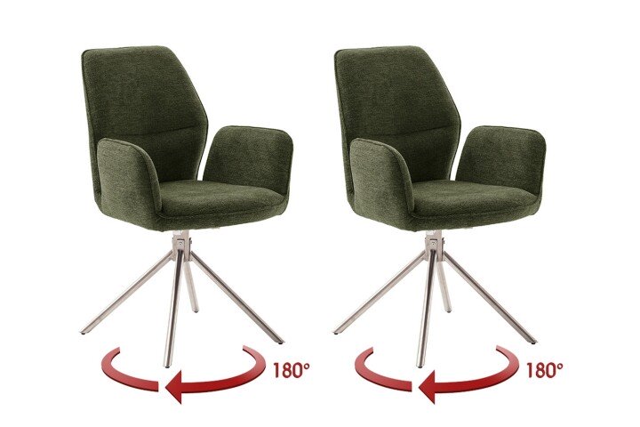 Armlehnstuhl >GREYTON< (2-er Set) in Olive, Polyester - 61x91x63cm (BxHxT)