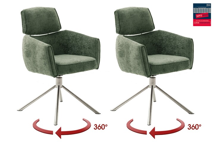 Armlehnstuhl >QUEBEC< (2-er Set) in Olive, Polyester - 60x92x64cm (BxHxT)