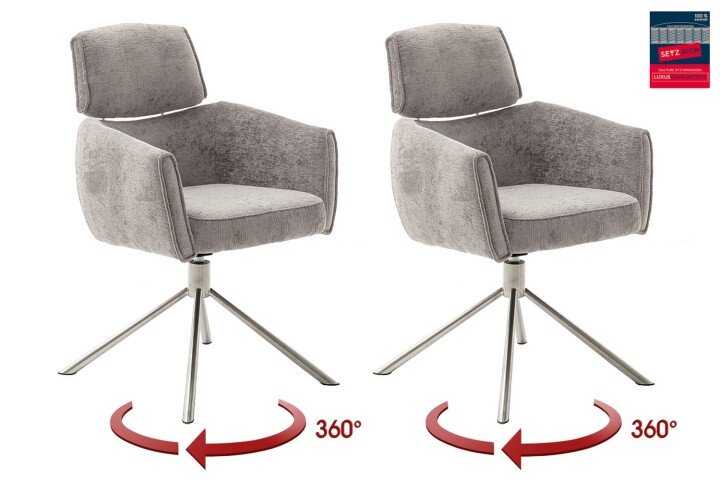 Armlehnstuhl >QUEBEC< (2-er Set) in Taupe, Polyester - 60x92x64cm (BxHxT)