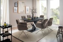 Armlehnstuhl >QUEBEC< (2-er Set) in Taupe, Polyester - 60x92x64cm (BxHxT)