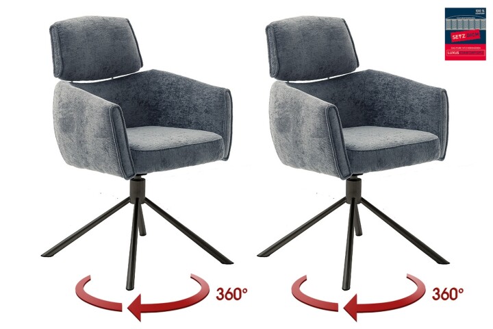 Armlehnstuhl >QUEBEC< (2-er Set) in Anthrazit, Polyester - 60x92x64cm (BxHxT)