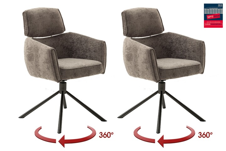 Armlehnstuhl >QUEBEC< (2-er Set) in Braun, Polyester - 60x92x64cm (BxHxT)