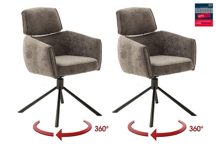 Armlehnstuhl >QUEBEC< (2-er Set) in Braun, Polyester - 60x92x64cm (BxHxT)