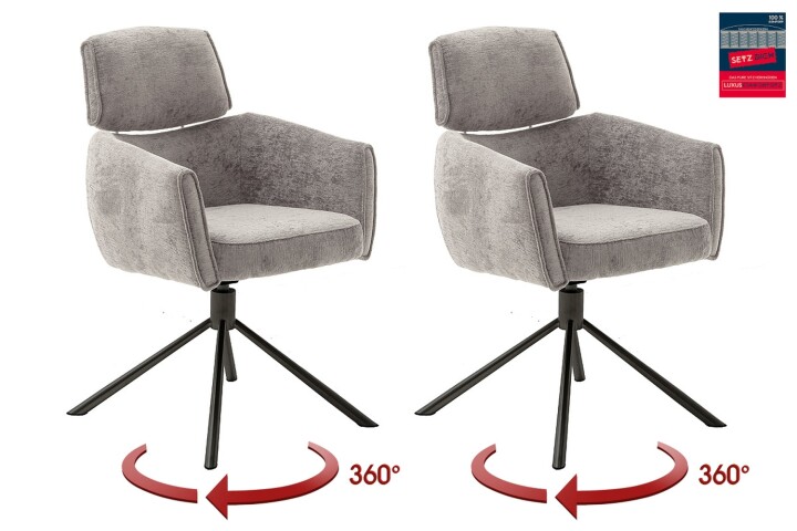 Armlehnstuhl >QUEBEC< (2-er Set) in Taupe, Polyester - 60x92x64cm (BxHxT)