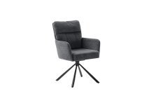 Armlehnstuhl >UTICA< (2-er Set) in Anthrazit, Polyester - 60x92x67cm (BxHxT)