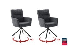 Armlehnstuhl >UTICA< (2-er Set) in Anthrazit, Polyester - 60x92x67cm (BxHxT)