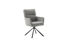 Armlehnstuhl >UTICA< (2-er Set) in Grau, Polyester - 60x92x67cm (BxHxT)