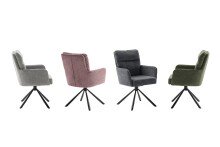 Armlehnstuhl >UTICA< (2-er Set) in Grau, Polyester - 60x92x67cm (BxHxT)