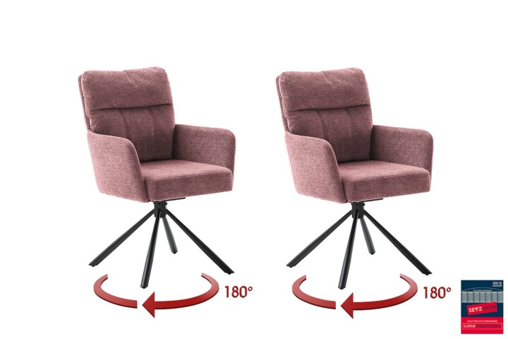 Armlehnstuhl >UTICA< (2-er Set) in Himbeer, Polyester - 60x92x67cm (BxHxT)