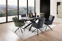 Armlehnstuhl >UTICA< (2-er Set) in Olive, Polyester - 60x92x67cm (BxHxT)