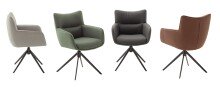 Armlehnstuhl >LIMONE 2< (2-er Set) in Anthrazit, Leder - 61x88x63cm (BxHxT)