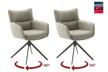 Armlehnstuhl >LIMONE 2< (2-er Set) in Creme, Leder...