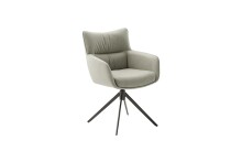 Armlehnstuhl >LIMONE 2< (2-er Set) in Creme, Leder - 61x88x63cm (BxHxT)