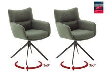 Armlehnstuhl >LIMONE 2< (2-er Set) in Olive, Leder...