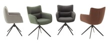 Armlehnstuhl >LIMONE 2< (2-er Set) in Olive, Leder - 61x88x63cm (BxHxT)