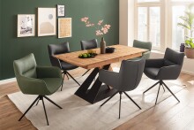 Armlehnstuhl >LIMONE 2< (2-er Set) in Olive, Leder - 61x88x63cm (BxHxT)
