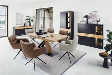 Armlehnstuhl >LIMONE 2< (2-er Set) in Rostbraun, Leder - 61x88x63cm (BxHxT)