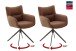 Armlehnstuhl >LIMONE 2< (2-er Set) in Rostbraun, Leder - 61x88x63cm (BxHxT)