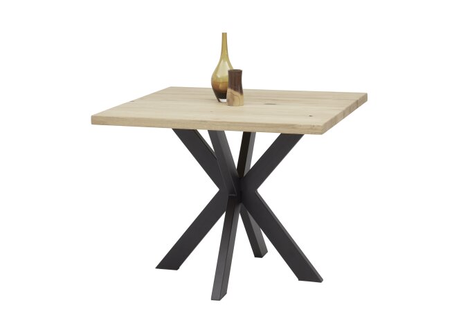 Esstisch >Micky< in Eiche massiv/schwarz - 100x76x100 (BxHxT)
