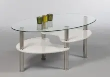 Couchtisch >Panty< in weiß, Glas, Edelstahl,...