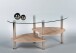 Couchtisch >Panty< in sonoma, Glas, MDF, Edelstahl - 90x42x55cm (BxHxT)