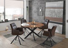 Esstisch >Pedro< in Akazie/schwarz, Akazie, Metall - 79x130cm (HxD)